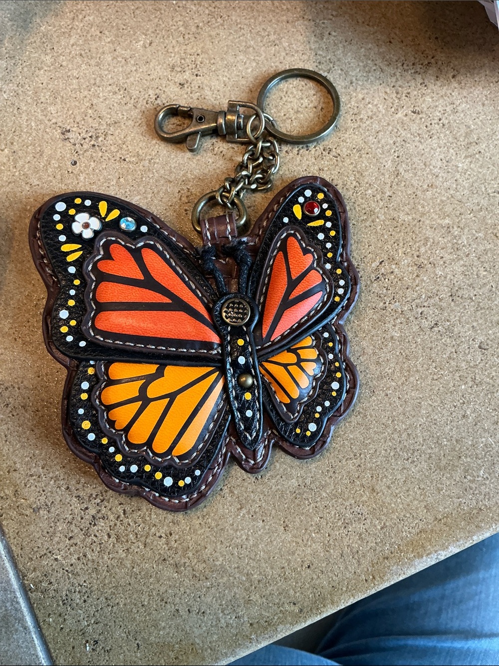 Chala Monarch Butterfly Key Fob Coin Purse Faux Leather Keychain Zipper Wallet